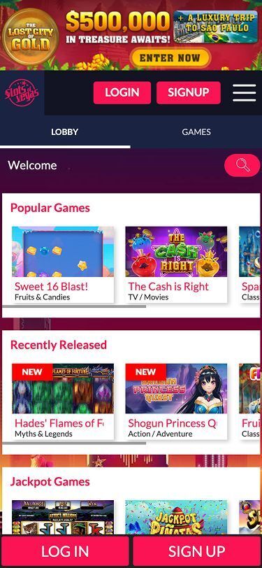 Slots of Vegas Mobile Games Page Screenshot