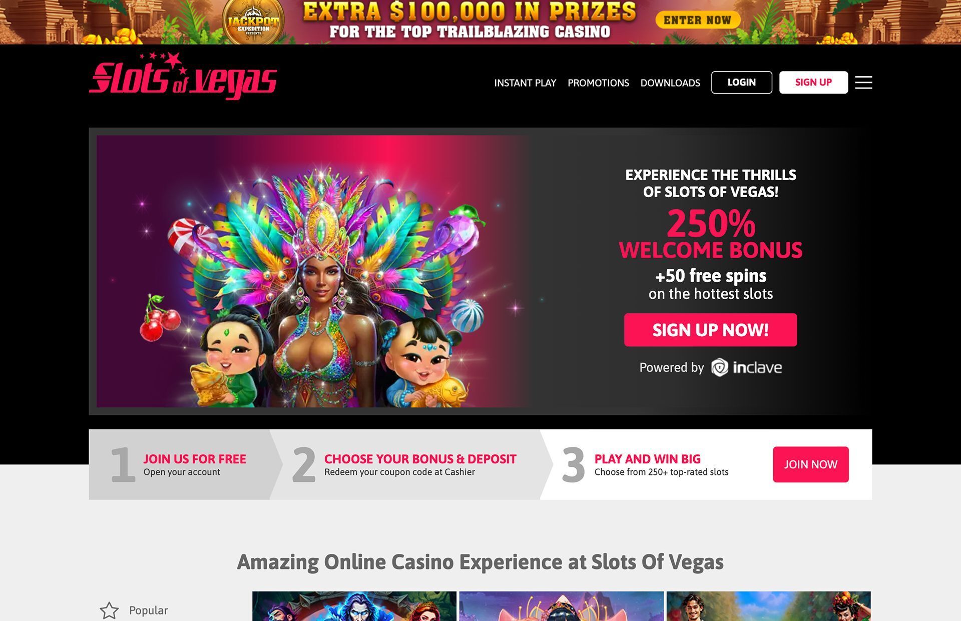 Slots of Vegas Homepage Screenshot