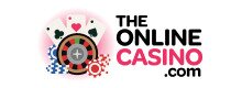 The Online Casino logo, black and pink text with playing cards logo on white background
