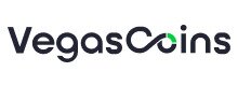 Vegas Coins logo, blue text on white background