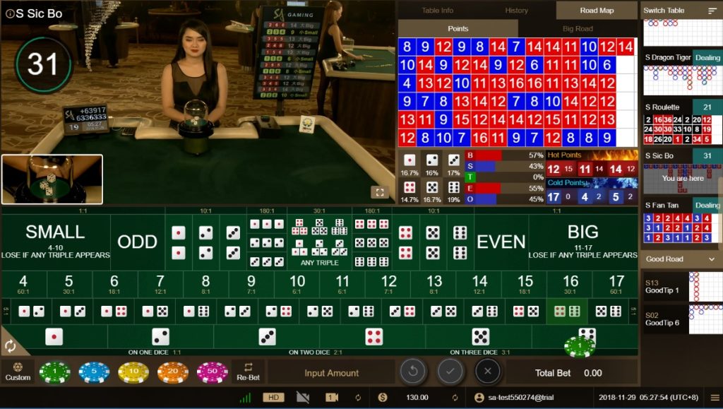 SA Gaming Live Sic Bo