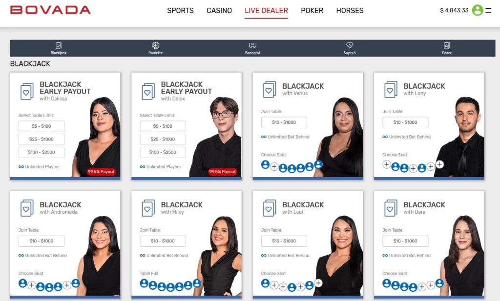 bovada live dealer blackjack