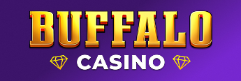Buffalo Casino logo, gold and white text on purple background
