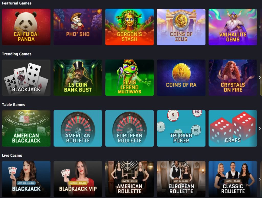 lucky rebel casino menu