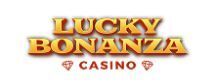 Lucky Bonanza logo, yellow text on white background