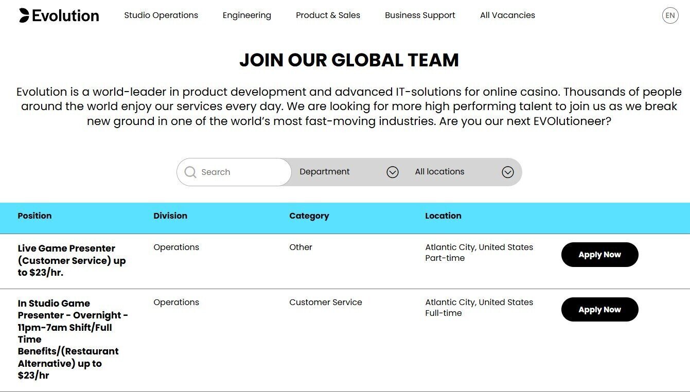 evolution career page
