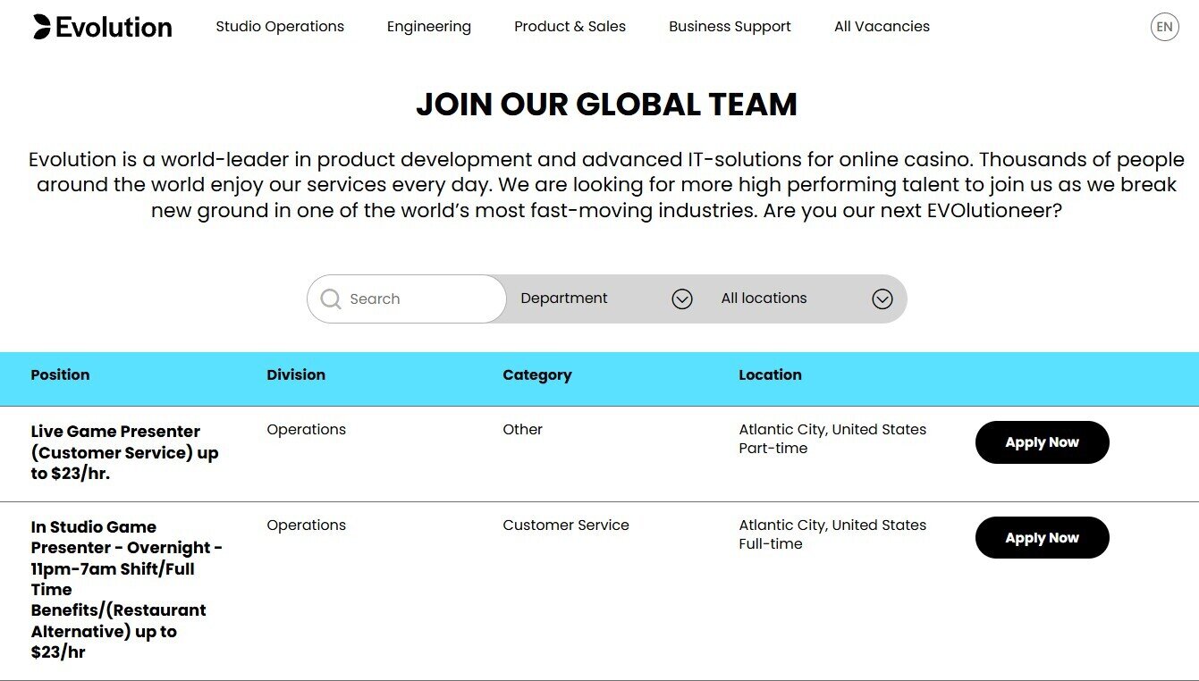 evolution career page