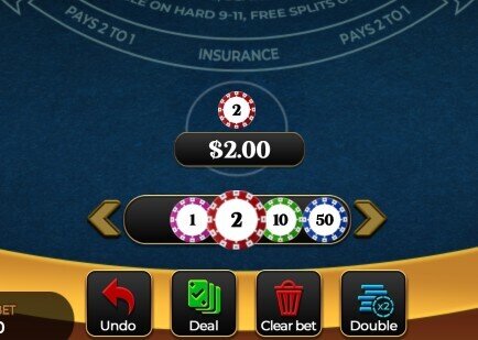 free bet blackjack table