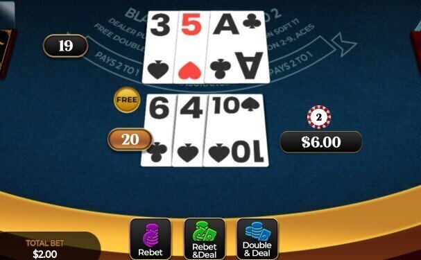 free bet blackjack ending hand