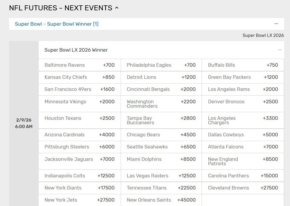 nfl futures bovada