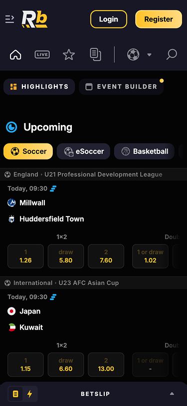 RoiBets Mobile Sportsbook Page Screenshot