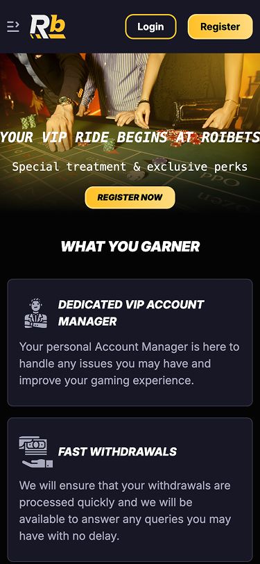 RoiBets Mobile VIP Page Screenshot