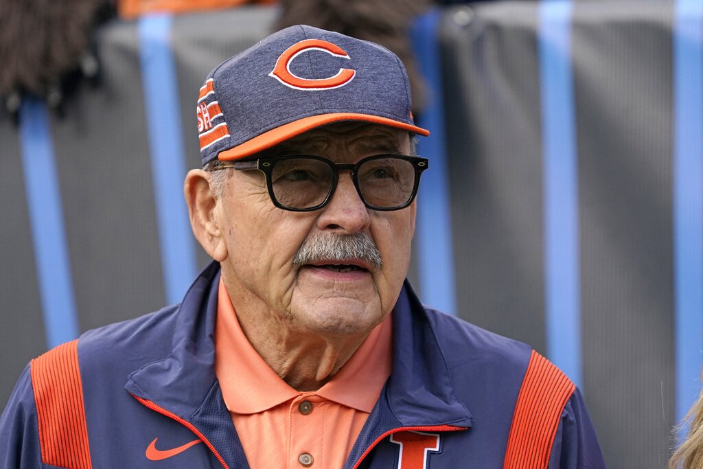 Chicago Bears great Dick Butkus watches from the sideline