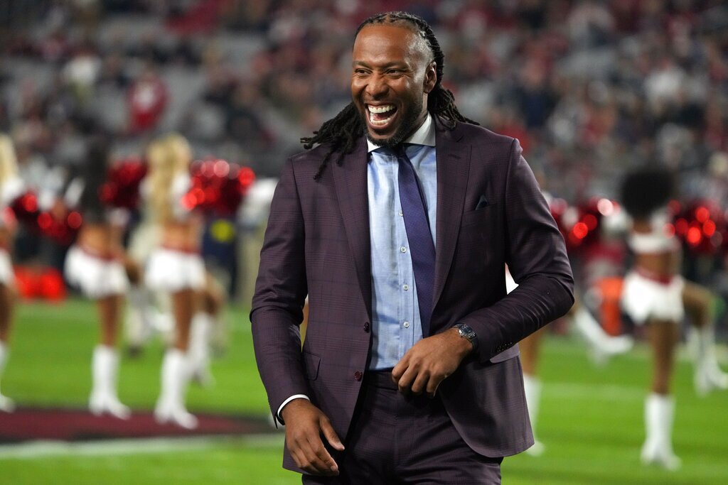 Larry Fitzgerald before an NFL football game