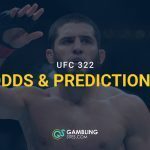 Islam Makhachev of Russia celebrates after he beats Alex Volkanovski