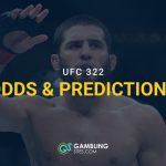 Islam Makhachev of Russia celebrates after he beats Alex Volkanovski