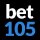 bet105 favicon, white and blue text on black background