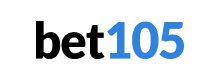 bet105 logo, black and blue text on white background