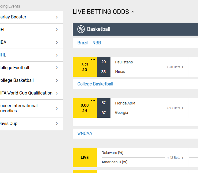 bovada odds screenshot
