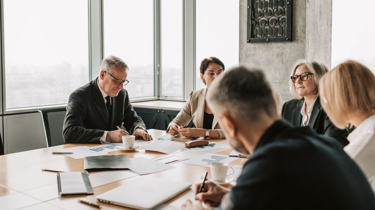 Business team meeting around a conference table