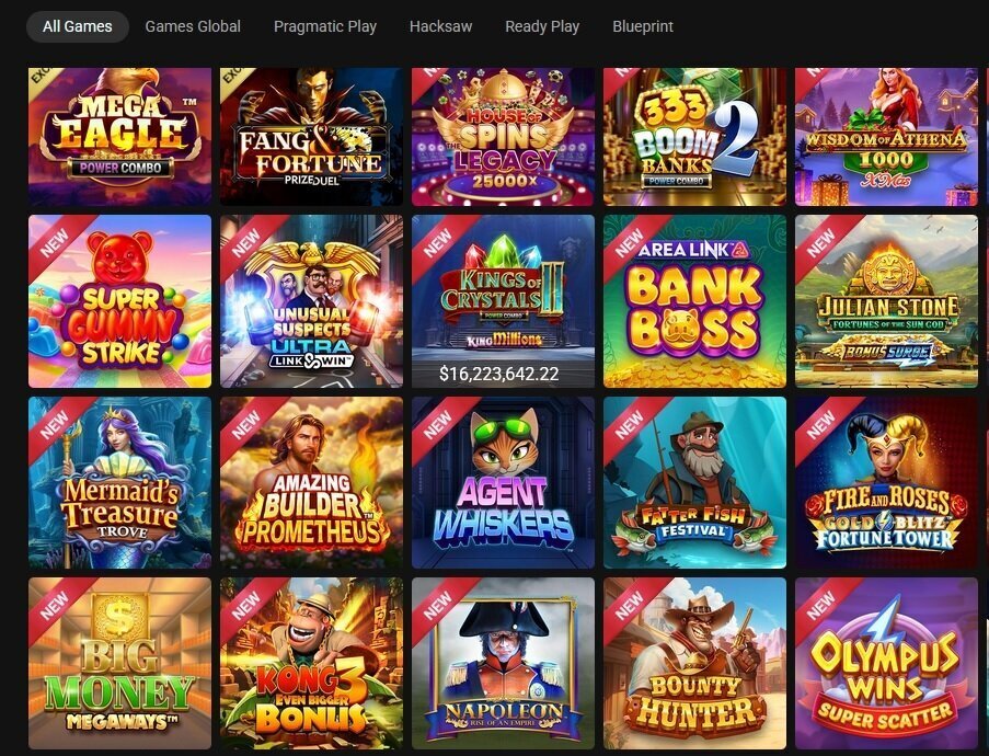 Jackpot City games page screenshot