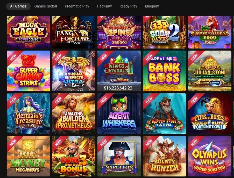 Jackpot City games page screenshot