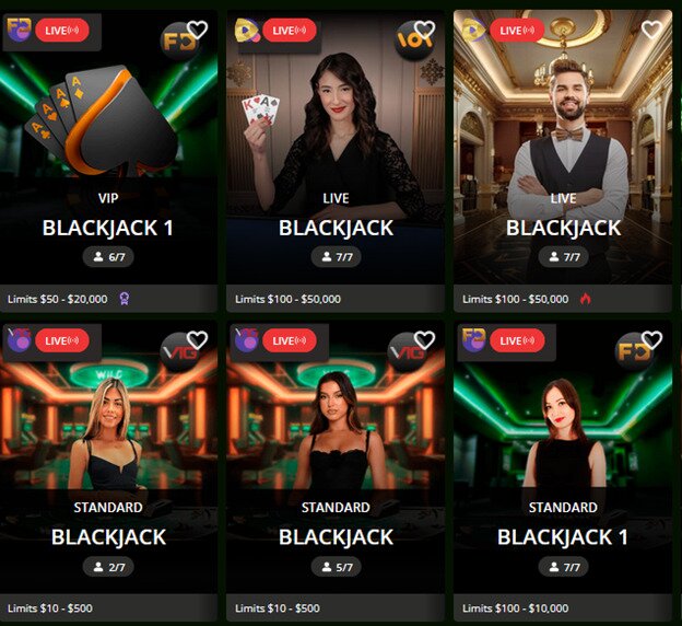Wild Casino live dealer section screenshot