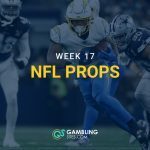 Los Angeles Chargers running back being tackled by Dallas Cowboys defenders with “Week 17 NFL Props” text overlay