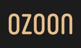 Ozoon Logo, gold text on black background