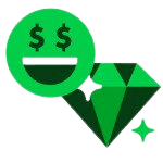 Jackpot Certified icon (green smiley and green diamond)
