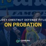 Feature graphic showing Joey Chestnut at Nathan’s Hot Dog Eating Contest with the headline “Joey Chestnut Defends Title on Probation.”