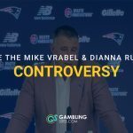 Feature image showing Mike Vrabel speaking at a New England Patriots press conference with the headline “Inside the Mike Vrabel & Dianna Russini Controversy.”