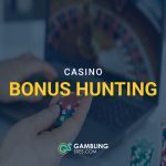 Hands holding casino chips in front of a laptop with roulette imagery, overlaid with the text “Casino Bonus Hunting” and the GamblingSites.com logo.