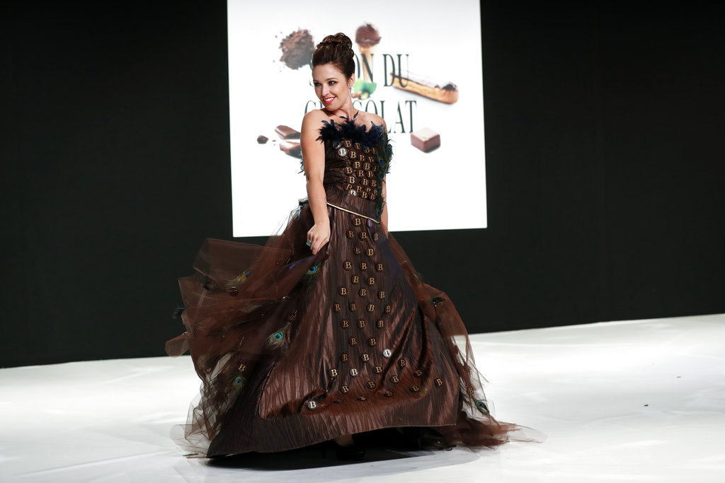 Canadian singer Natasha St-Pier presents a chocolate studded dress
