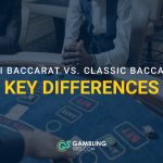 Mini baccarat vs. classic baccarat key differences displayed over a baccarat table.