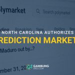 Polymarket website screenshot with overlaid text reading “North Carolina Authorizes Prediction Markets” and the GamblingSites.com logo.