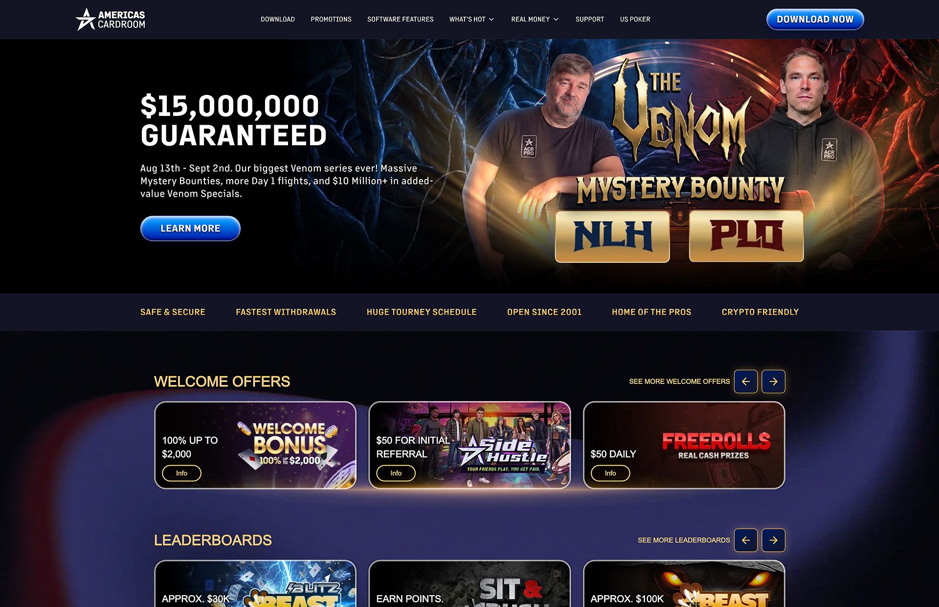 Americas Cardroom Master Bounty Tournament page screenshot
