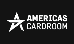 Americas Cardroom logo, white text and logo on dark blue background