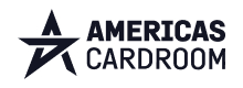 Americas Cardroom logo, dark blue text and logo on white background