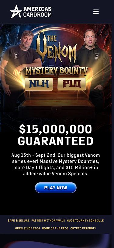 Americas Cardroom Master Bounty Tournament page mobile screenshot