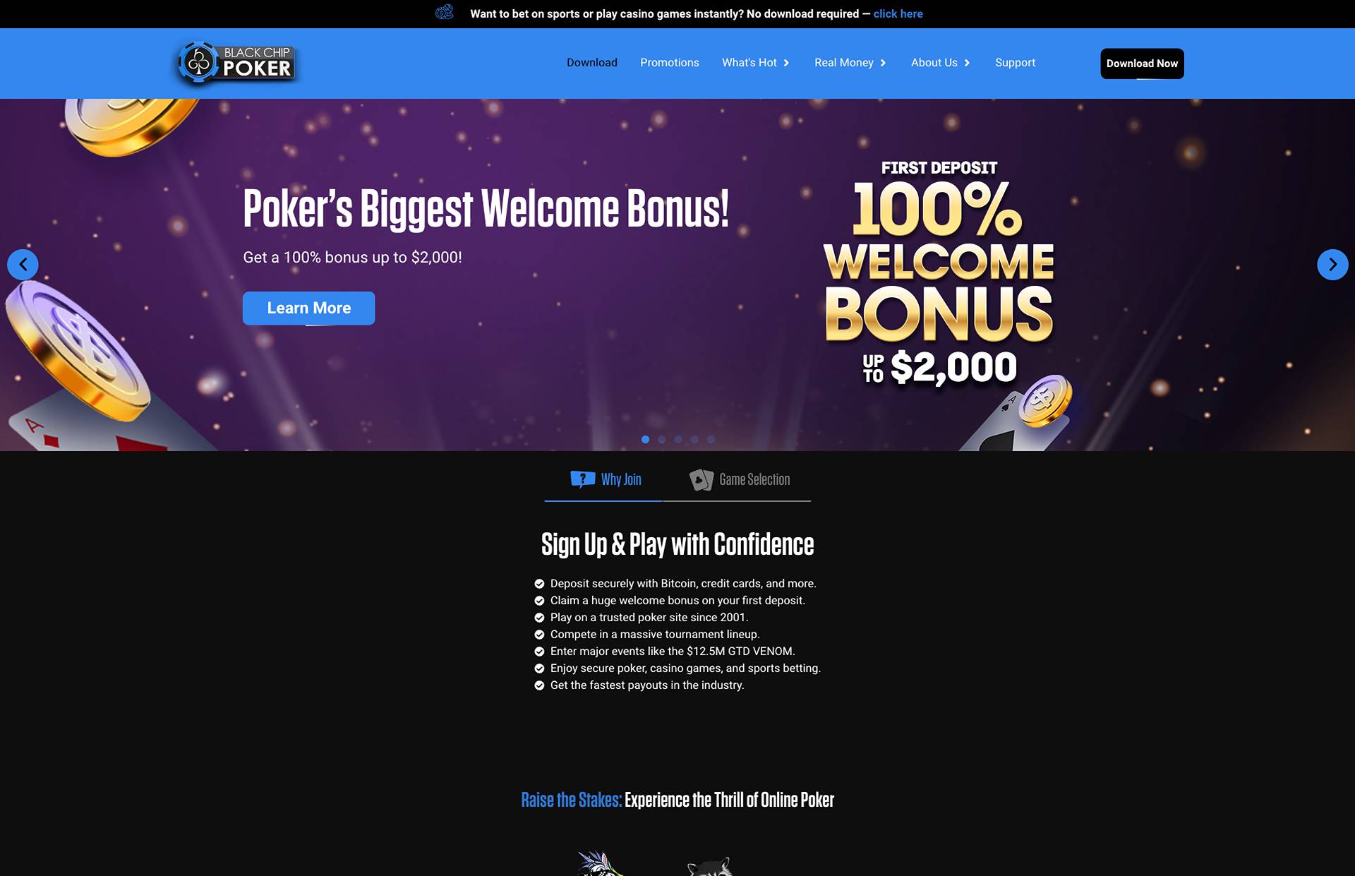 Black Chip Poker welcome bonus page screenshot