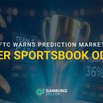 Sports trophy surrounded by odds displays and coins, with text reading “CFTC Warns Prediction Markets Over Sportsbook Odds.”