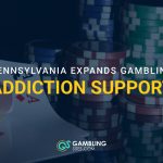 playing cards and poker chips beneath "Pennsylvania expands gambling addiction support"