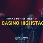 Drake performing onstage with text reading “Drake Denies Ties to AI Casino HighStack.”