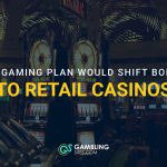 Feature image showing casino slot machines with text reading “Ohio iGaming Plan Would Shift Bonuses to Retail Casinos.”