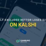 Phone displaying the Kalshi app listing with text reading “Self-excluded bettor loses $25K on Kalshi.”